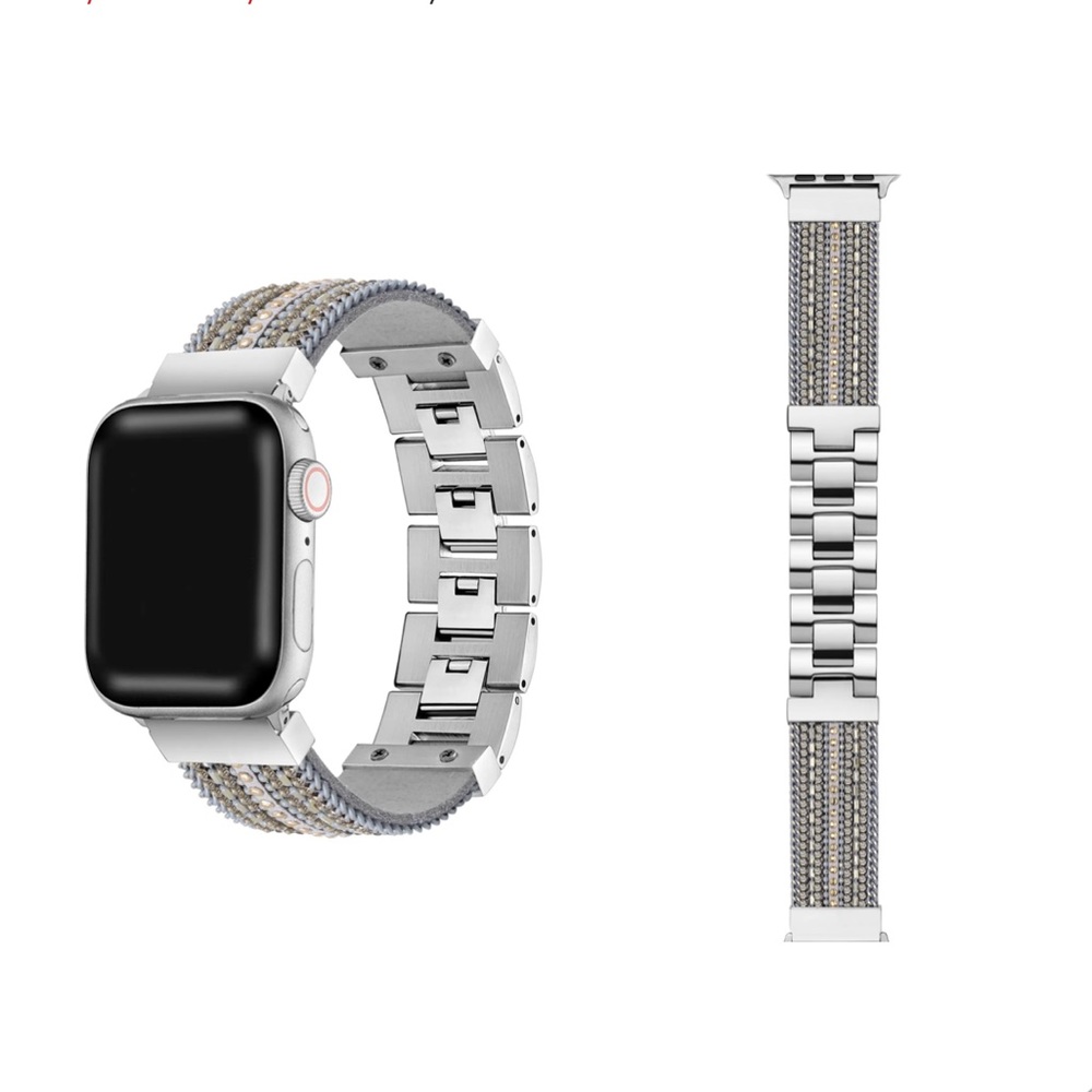 POSH TECH BEADED BRACELET STRAP GOLD GREY APPLE WATCH  FITS 42-44mm NWT